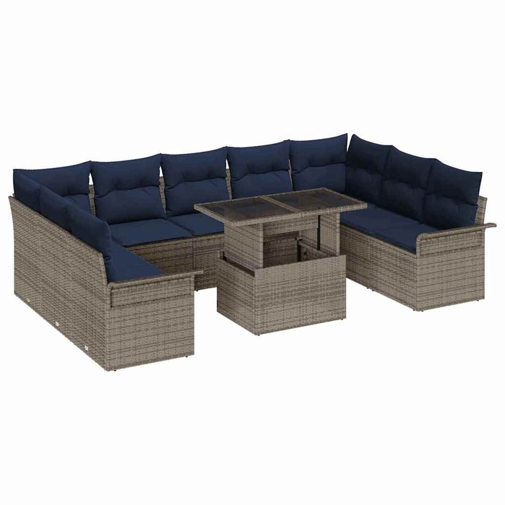 Ensemble de canapé de jardin 10 pc gris poly rattan