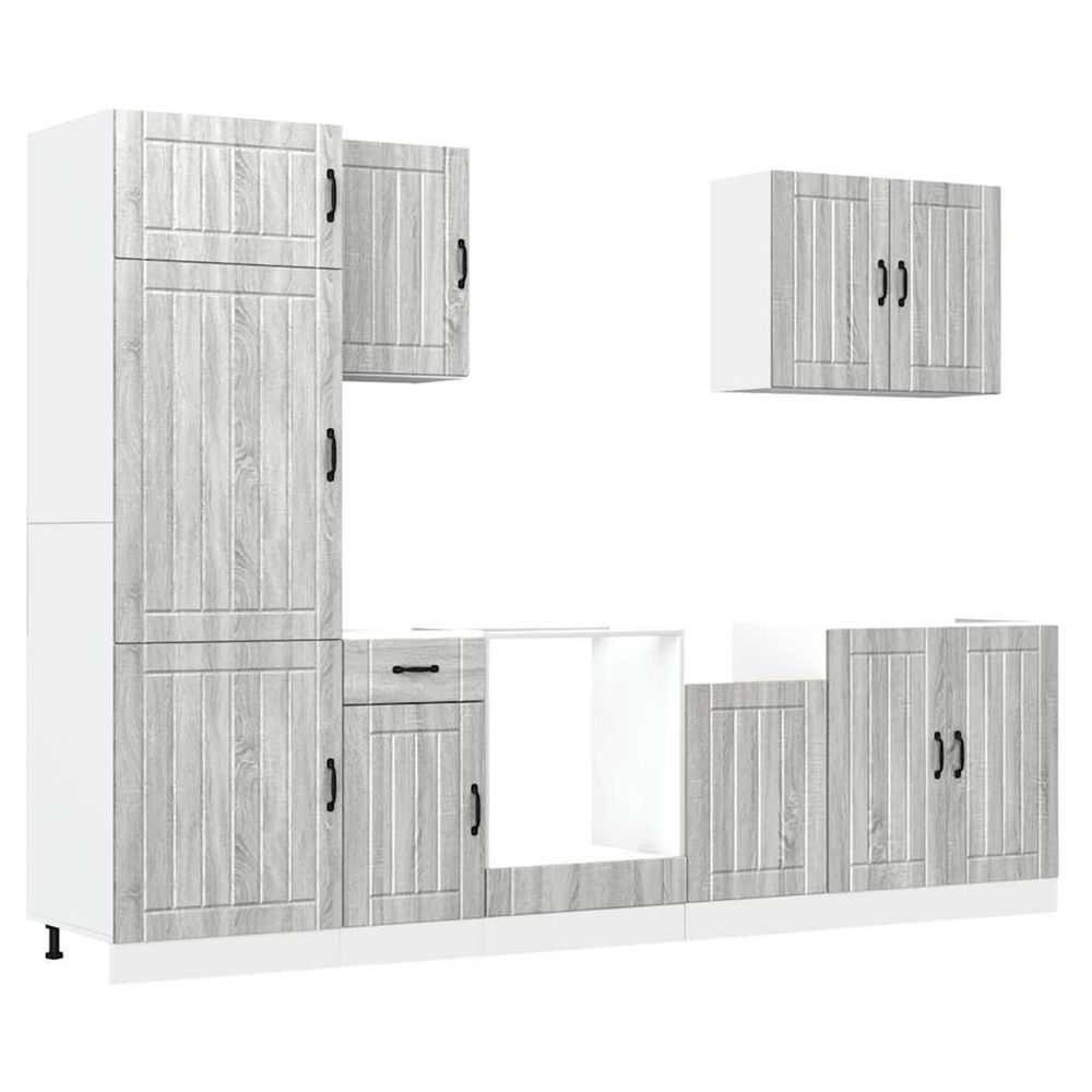 Ensemble d'armoires de cuisine 7 pcs lucca bois d'ingénierie