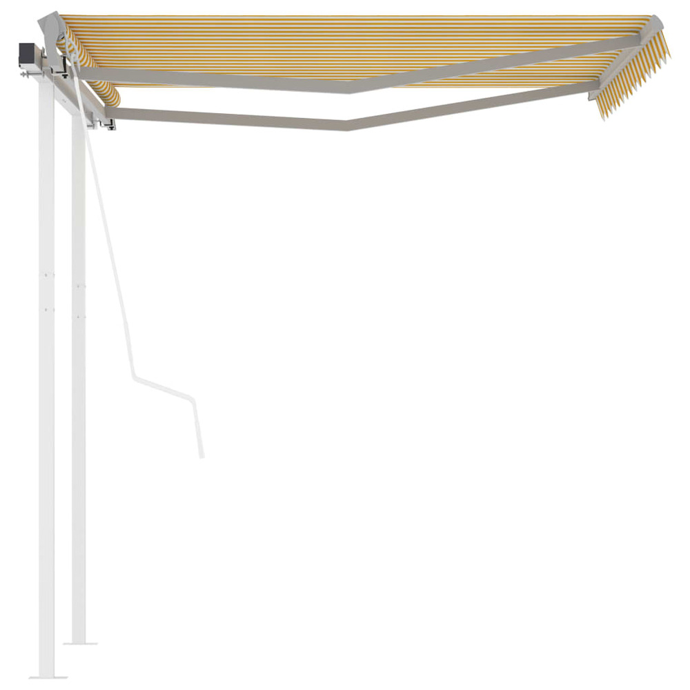 Auvent rétractable automatique et poteaux 3x2,5m jaune et blanc