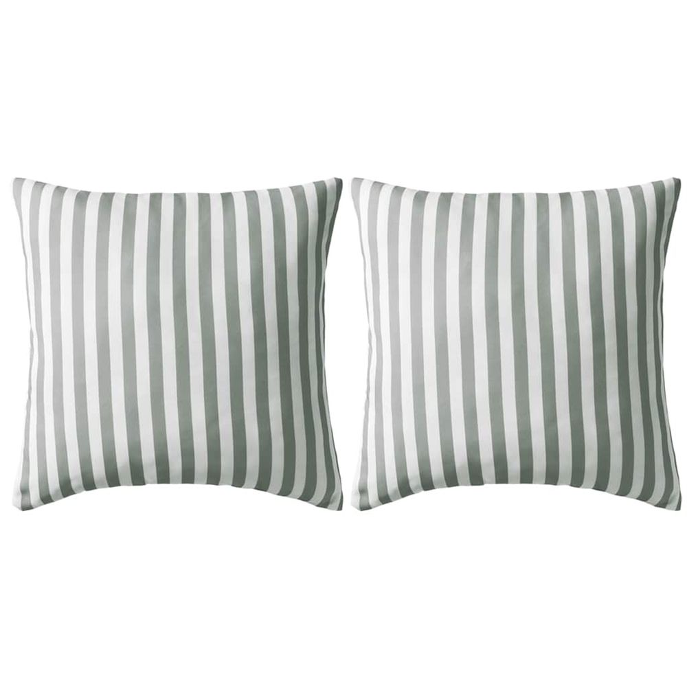 Oreiller d'extérieur lot de 2 impression rayure 45 x 45 cm gris