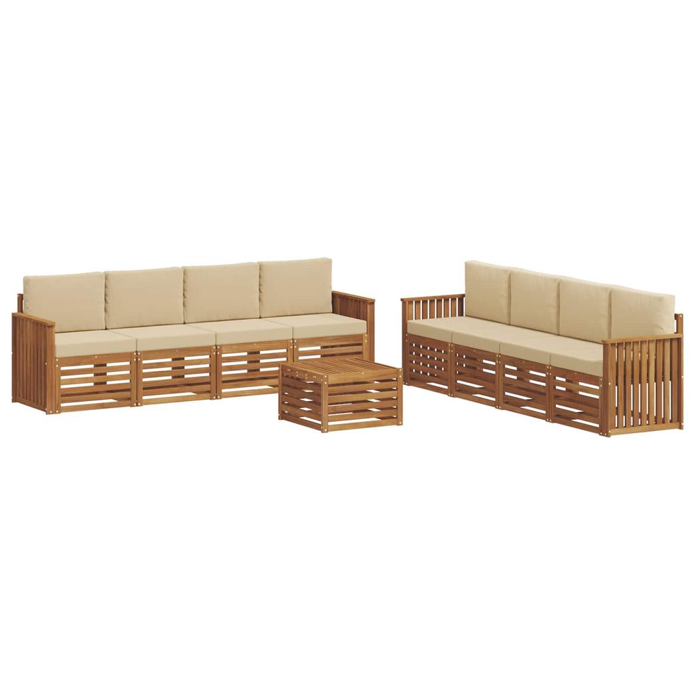 Ensemble de canapés d'extérieur 9 pc naturel et beige
