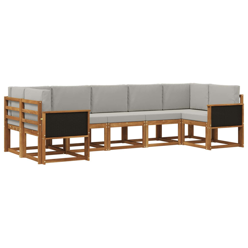 Ensemble de canapés d'extérieur 7 pcs naturel et gris clair