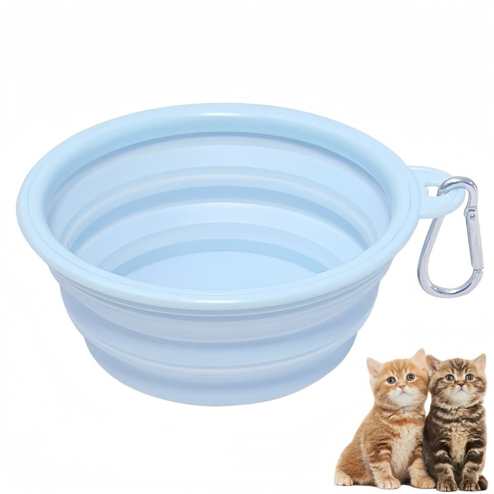 Gamelle de voyage pliable pour chats et chiens bleu