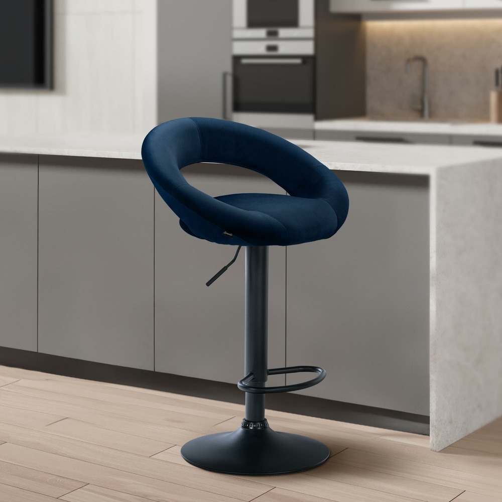 Tabouret de bar olinda velours noir