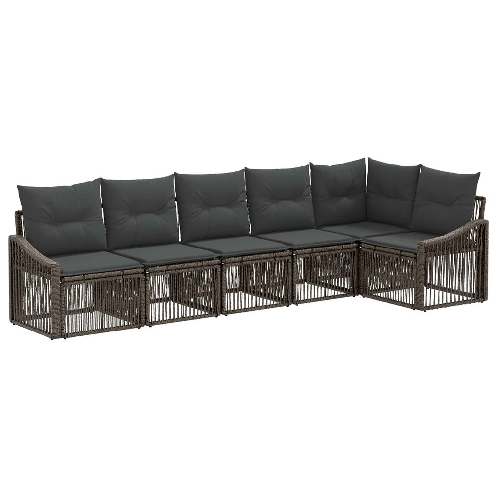 Ensemble de canapé de jardin 6 pcs gris polyrotin