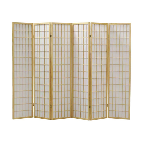 Grand paravent pin naturel et papier de riz
