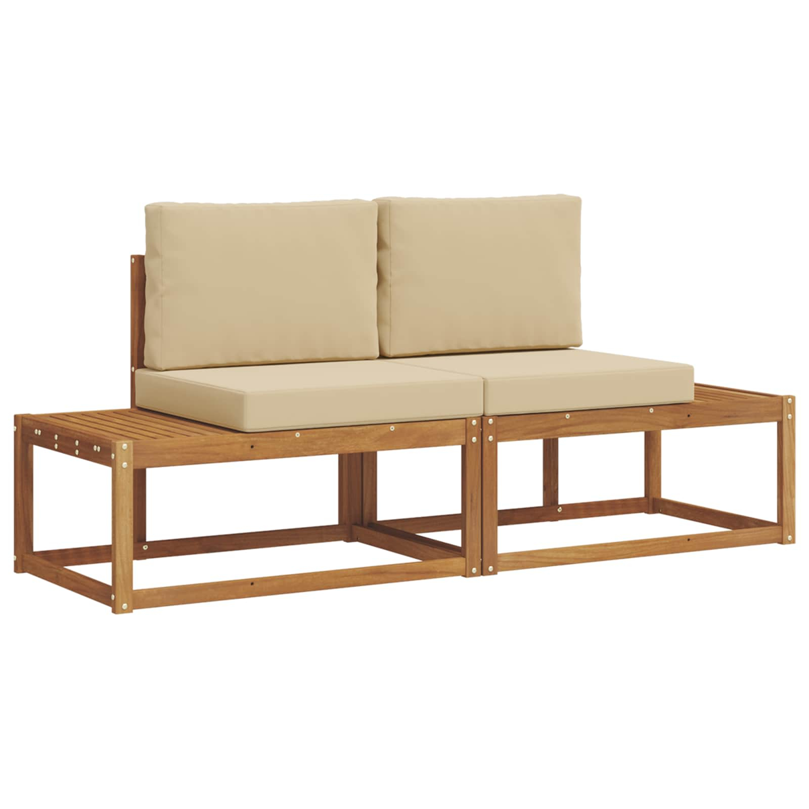 Ensemble de canapés d'extérieur avec coussin 2 pcs naturel