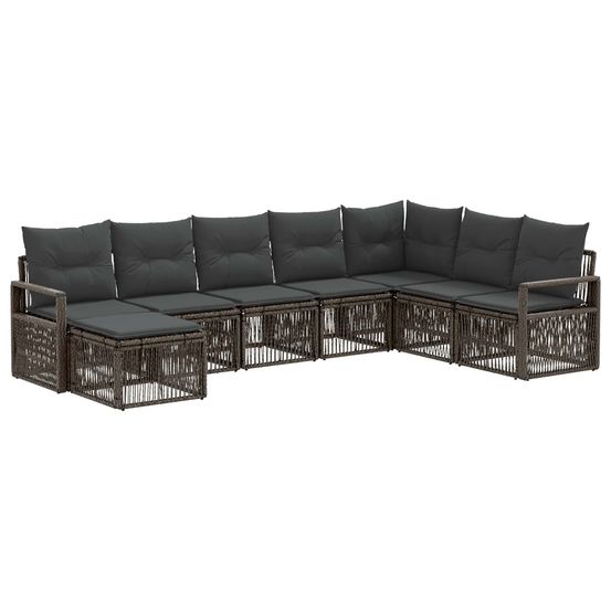 Ensemble de canapé de jardin 8 pc gris polyrotin