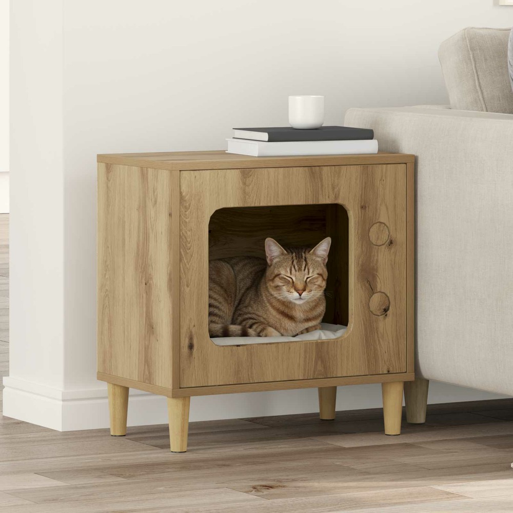 Maison pour chat chêne artisan 51 x 30 x 52 cm