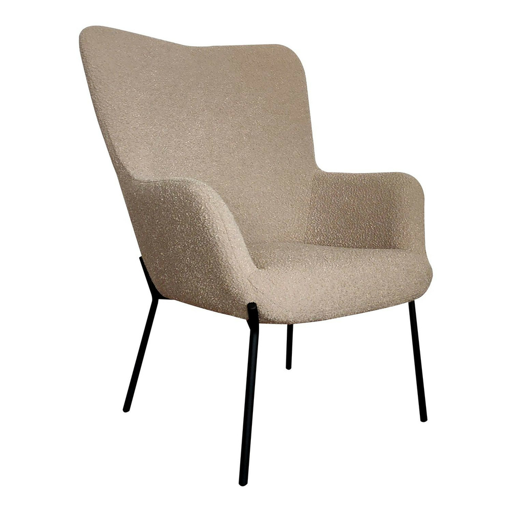 Fauteuil en polyester bouclé marron avec pieds noirs