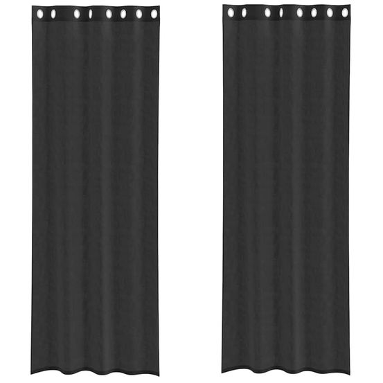 Rideaux en voile avec œillets 2 pcs noir 140x300 cm