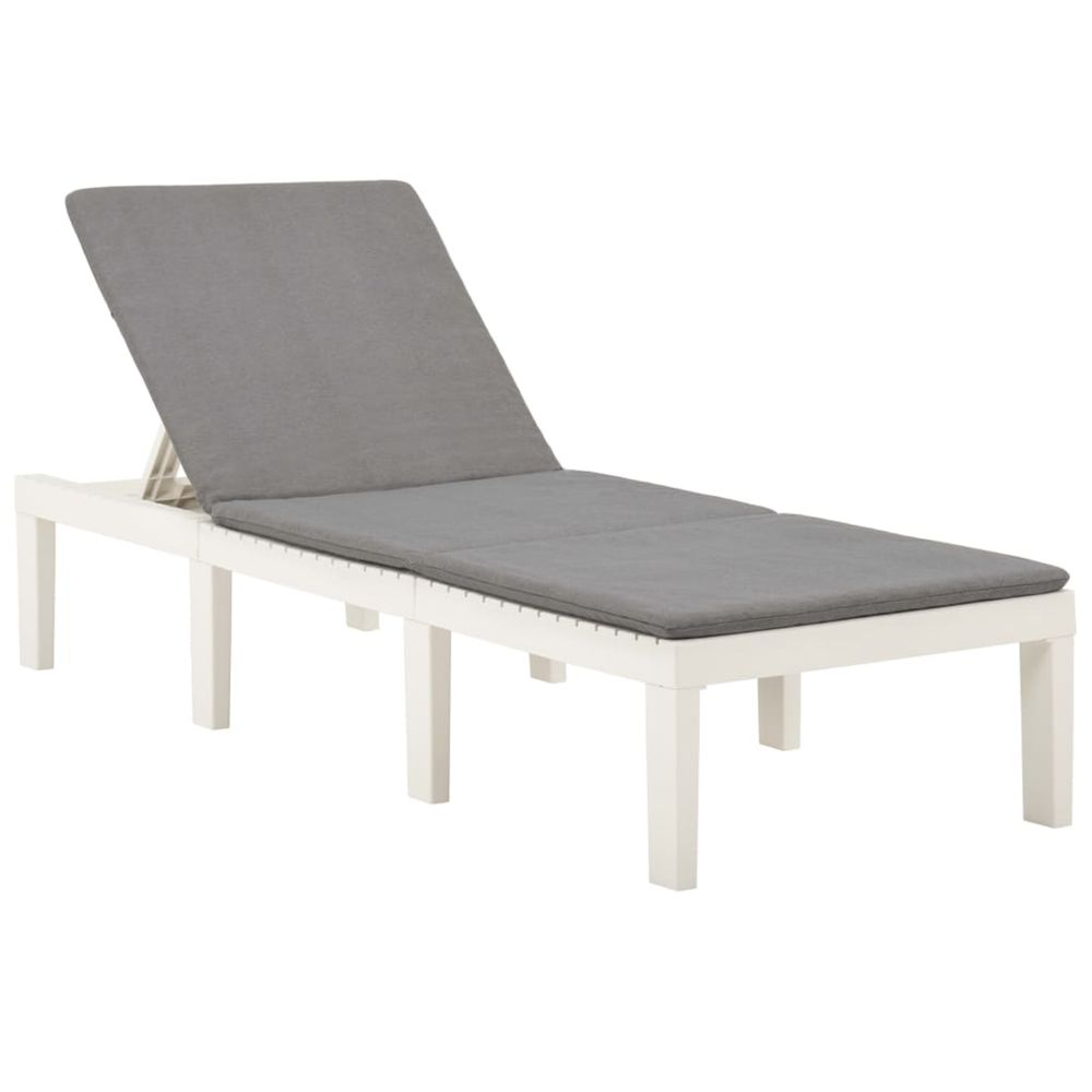 Chaise longue avec coussin plastique blanc bain de soleil