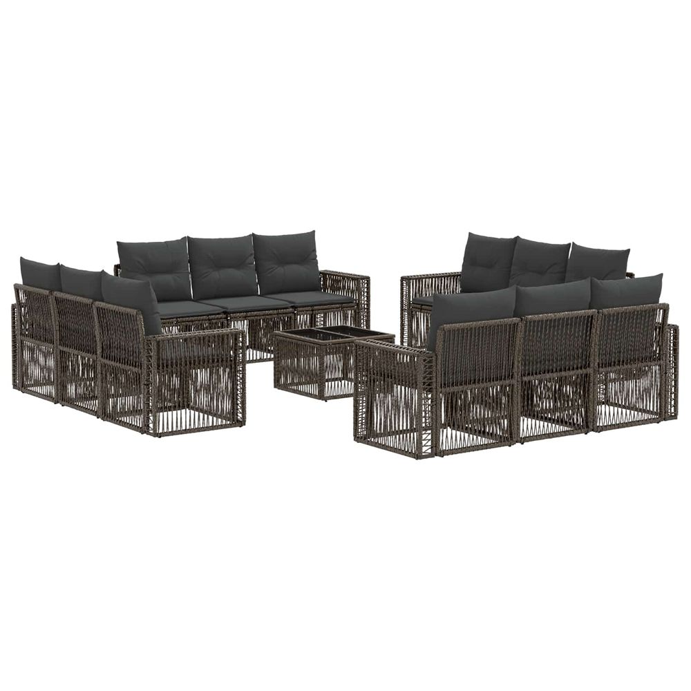 Ensemble de canapé de jardin 13 pc gris et gris foncé polyrotin