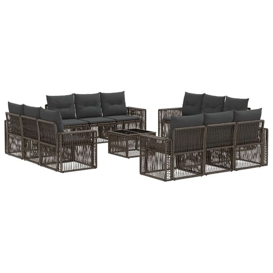 Ensemble de canapé de jardin 13 pc gris et gris foncé polyrotin