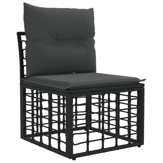 Unité de canapé sans accoudoir modulable pour extérieur noir