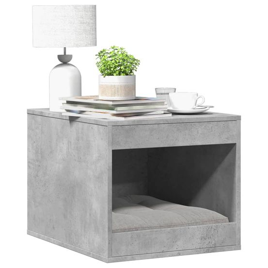 Maison de toilette chat en bois design industriel meuble rangement gris béton