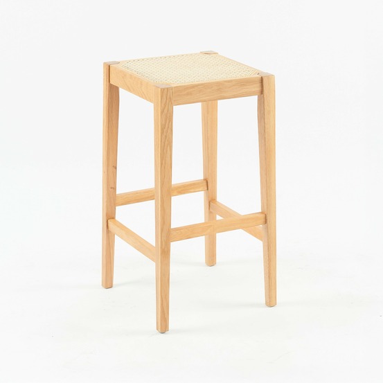 Kappa-tabouret pour îlot central 65 cm en cannage et bois