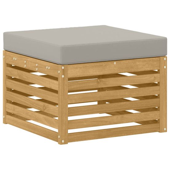 Pouf d'extérieur bois d'acacia massif blanc