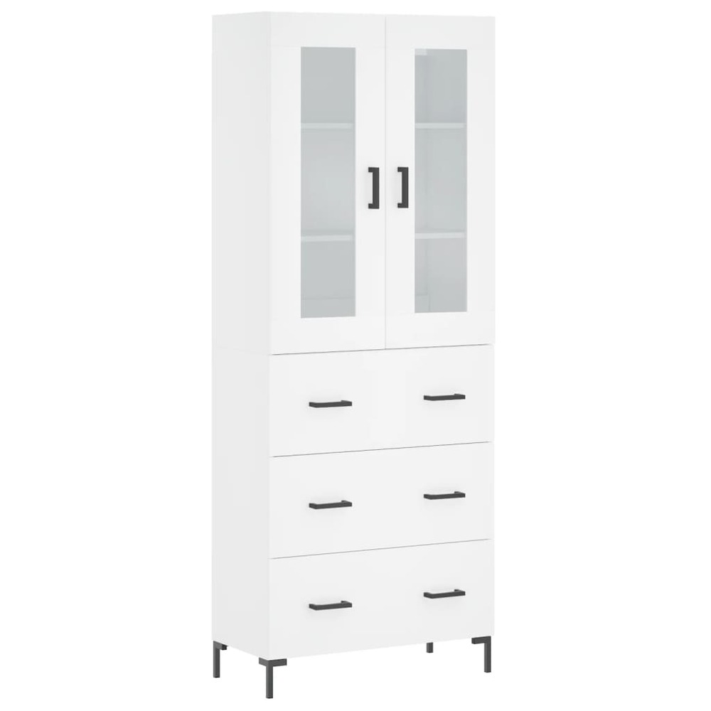 Buffet bahut commode armoire meuble de rangement organisateur cuisine salle de séjour salon haut 69,5 x 34 x 180 cm bois d'in
