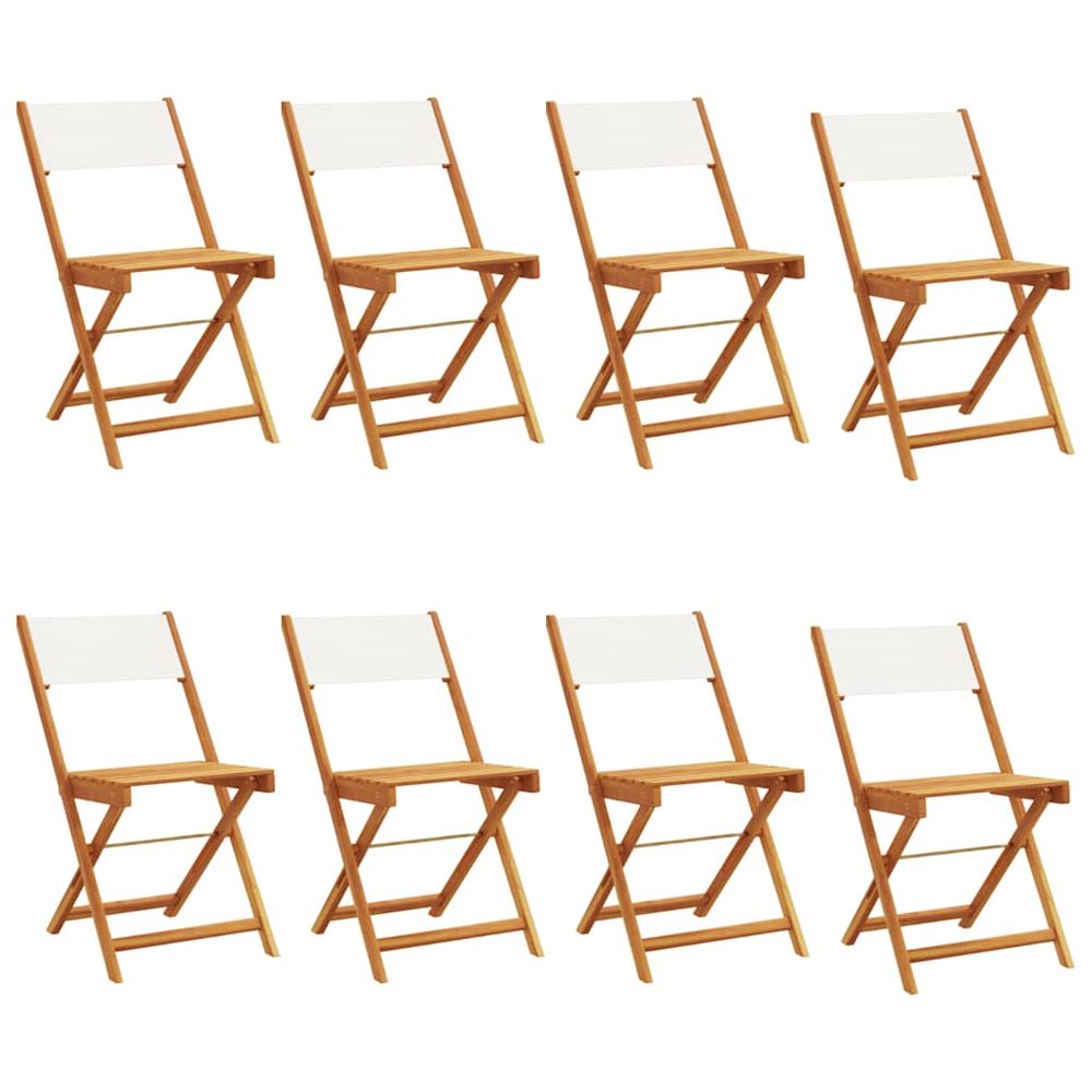Chaises pliantes 8 pièces en tissu blanc crème et bois massif