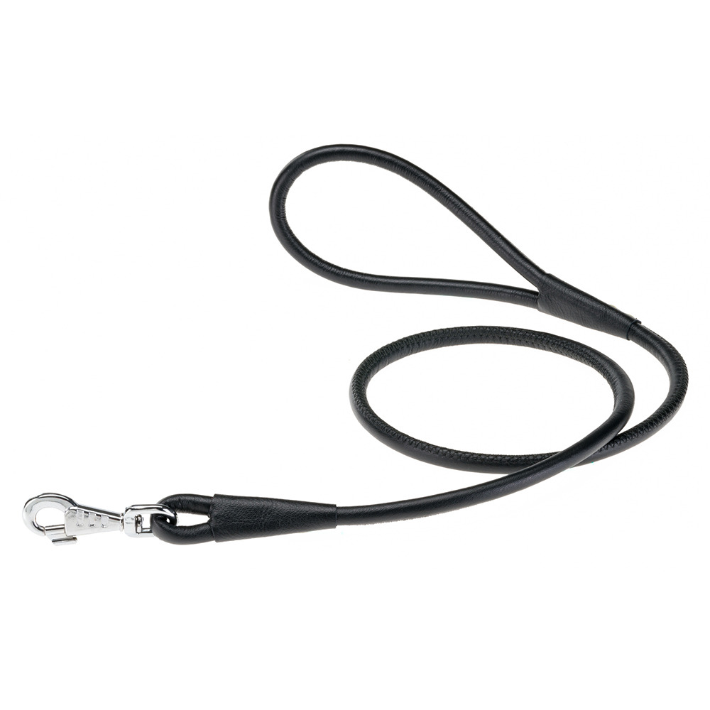 Laisse pour chiens vogue g10/120, lanière en cuir véritable, mousqueton en métal, noir