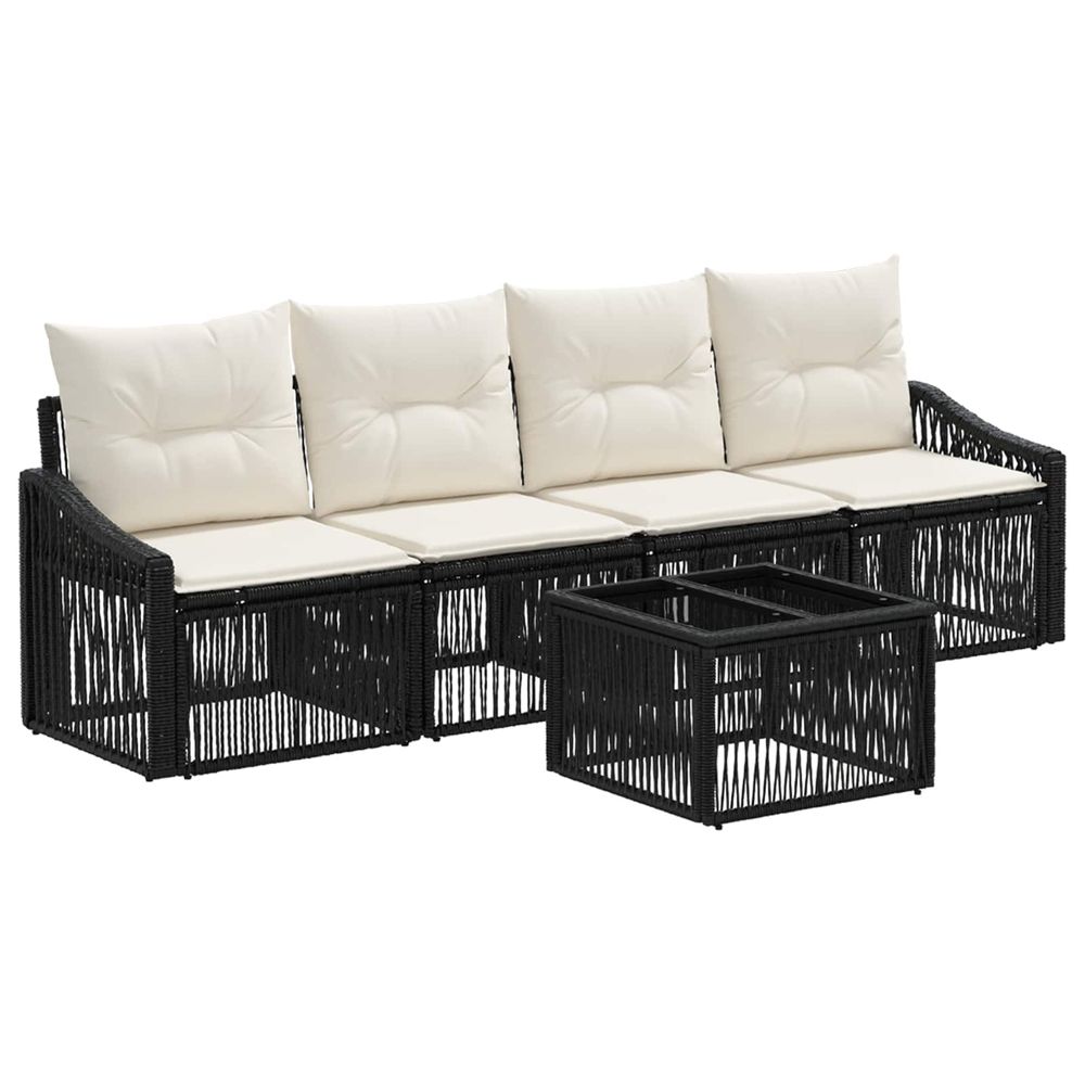 Ensemble de canapé de jardin 5 pc noir polyrotin