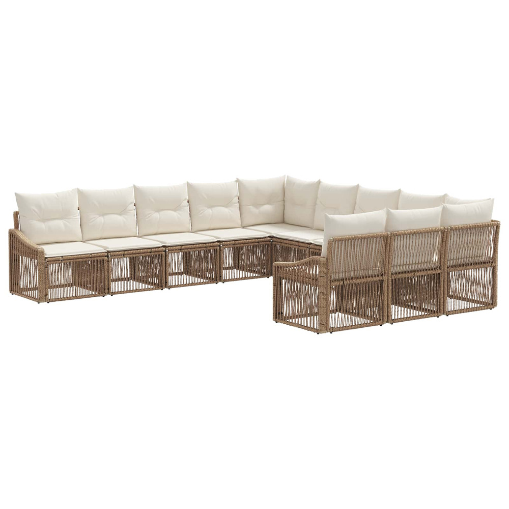 Ensemble de canapé de jardin 11 pcs beige polyrotin