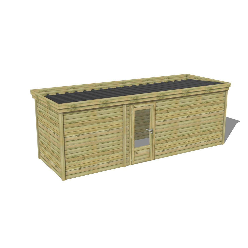 Abri de jardin bois pin traité autoclave 27mm - 6,89x2,14m / 15m2 - bac acier - abri français