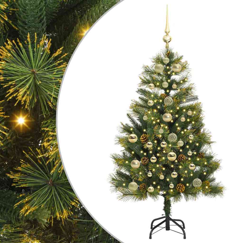 Sapin de noël artificiel avec branches pliables et cônes 150 cm