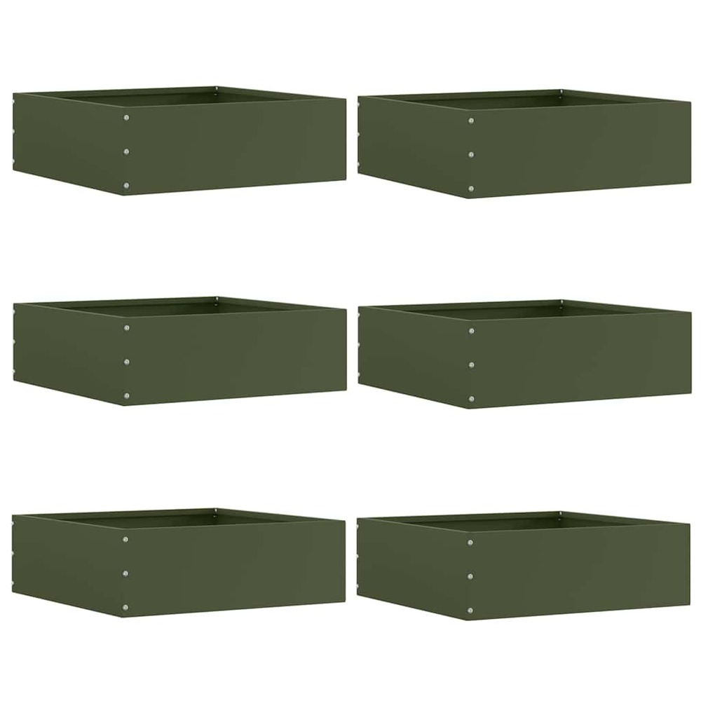 Bordure de pelouse 6 pcs vert olive 40 x 40 x 13 cm acier
