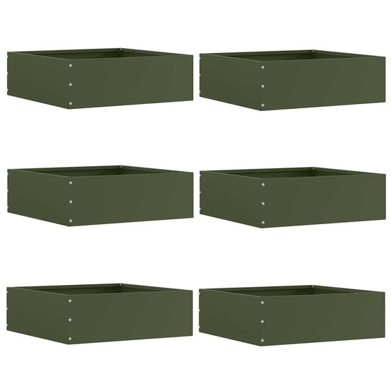 Bordure de pelouse 6 pcs vert olive 40 x 40 x 13 cm acier