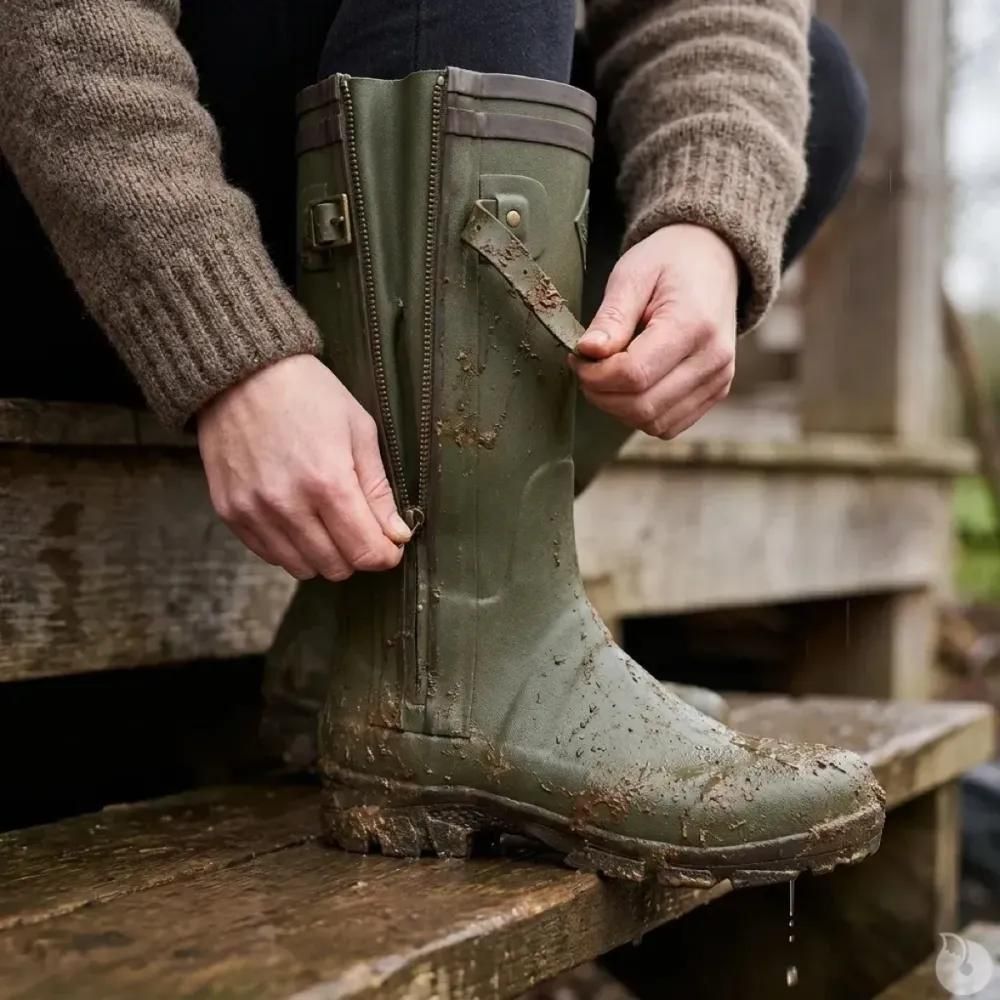 Bottes de chasse alaska soufflet zip caoutchouc kaki 39 à 47