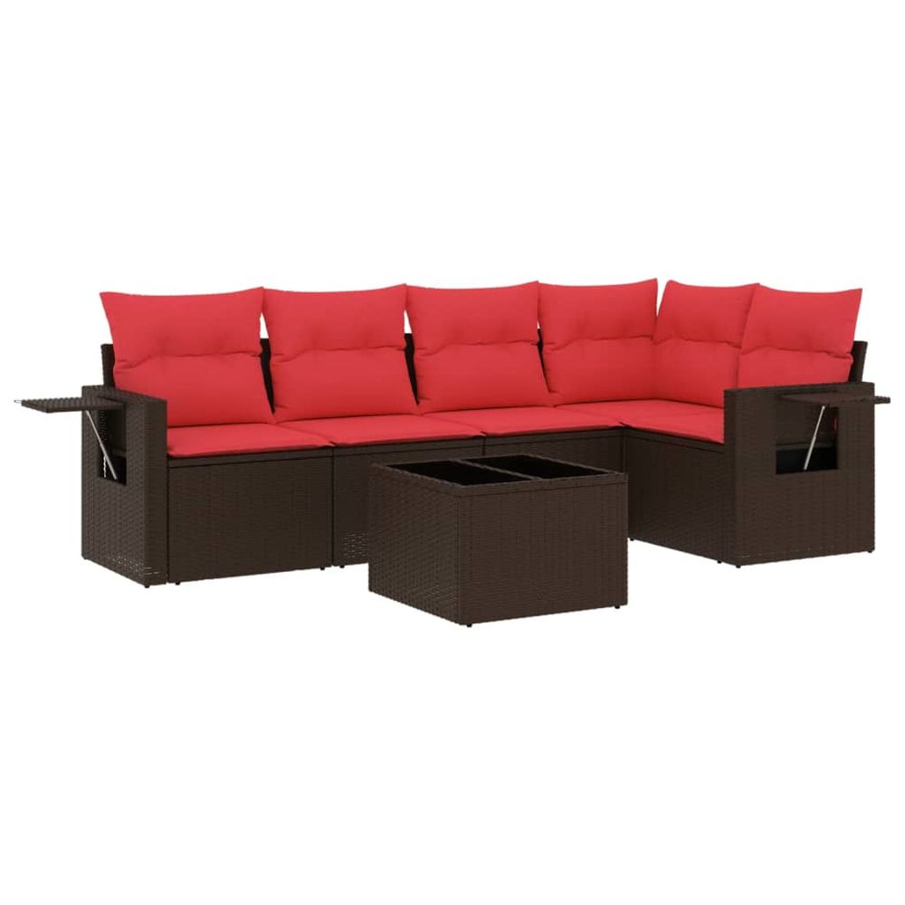 Ensemble de canapé de jardin 6 pcs avec coussins marron