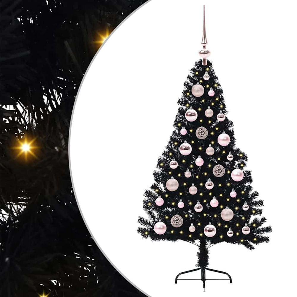 Sapin de noël artificiel pré-éclairé noir 120 cm pvc