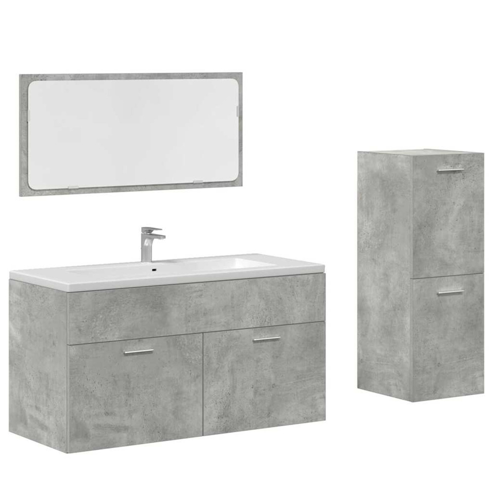 Ensemble de meubles de salle de bain 3 pcs gris béton