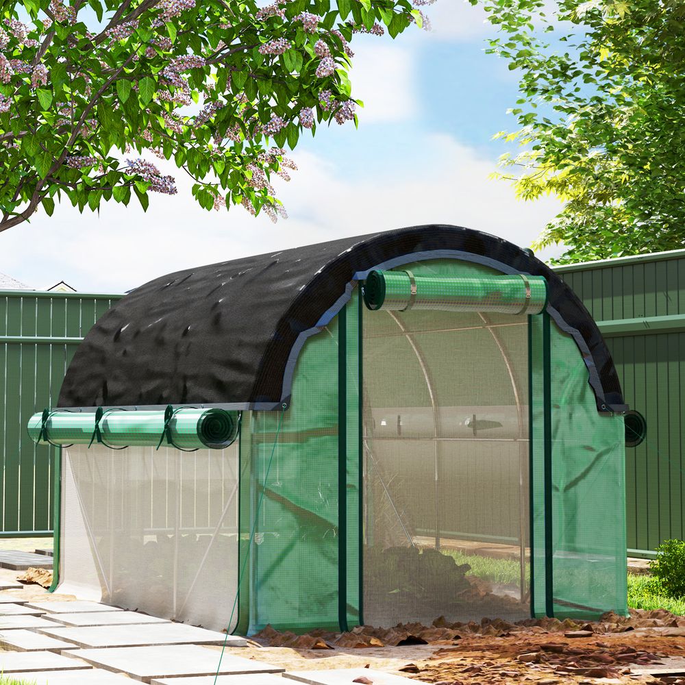 Serre tunnel acier galvanisé 3 x 2 x 1,98 m verte pour potager avec filet d'ombrage - comfortxl outdoor living