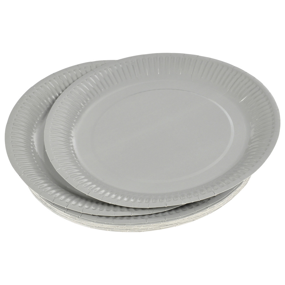Set de 20 assiettes carton 23 cm unies gris