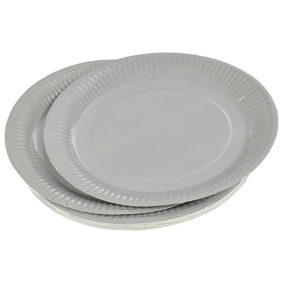 Set de 20 assiettes carton 23 cm unies gris
