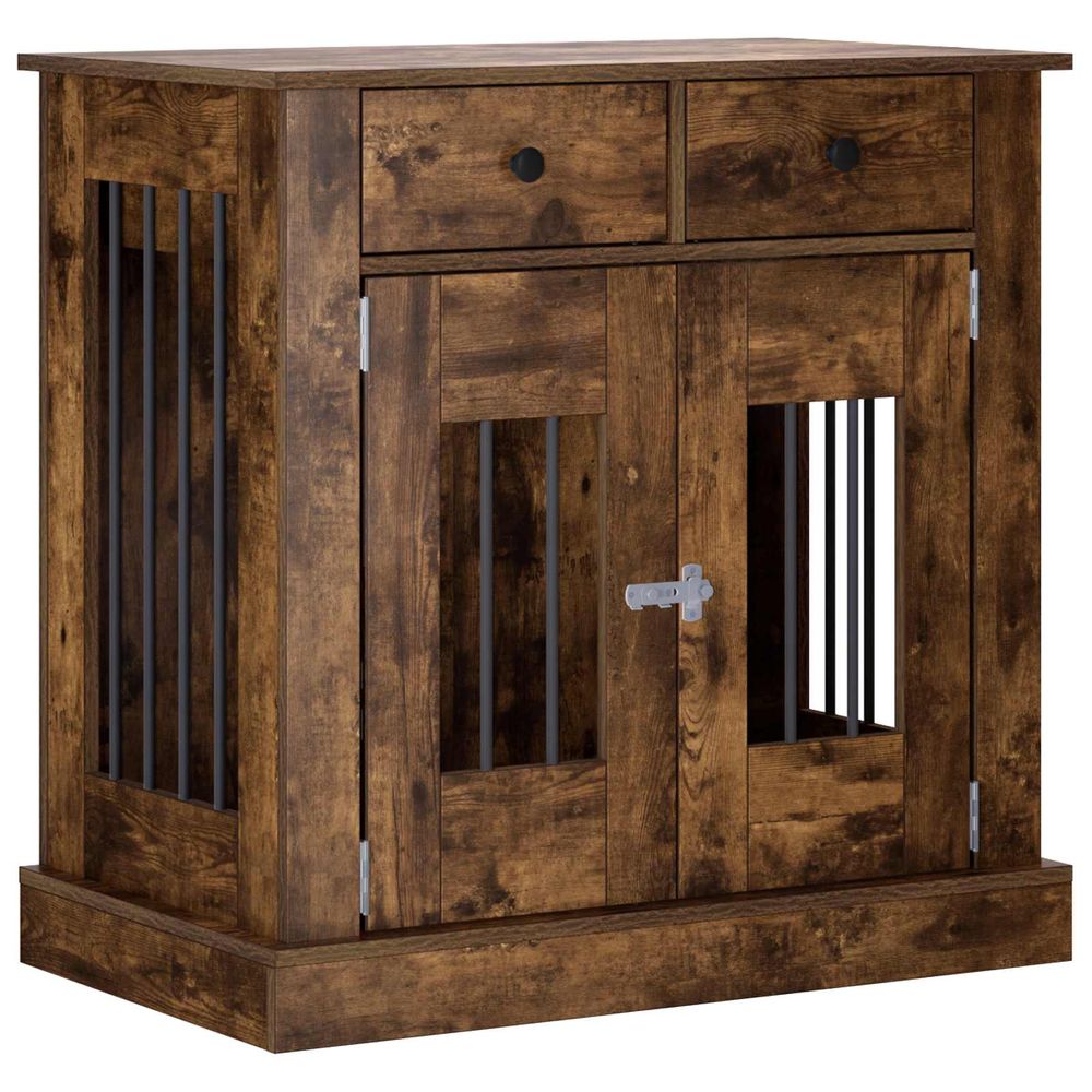 Meuble de cage pour chien chêne fumé 80 x 47,5 x 80 cm
