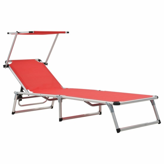 Chaises longues pliables et toit lot de 2 aluminium textilène