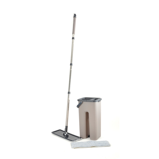 Set balai mop et seau plastique taupe