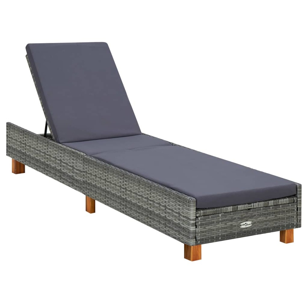Transat avec coussin résine tressée gris