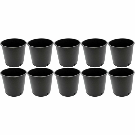 Pot de plantation rond de 10 litres noir 24 x 24 cm lot de 10