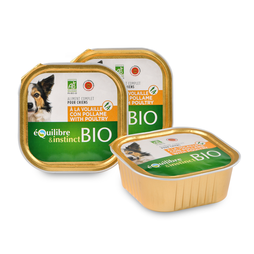 Equilibre & instinct - pâtées bio à la volaille pour chien 150g