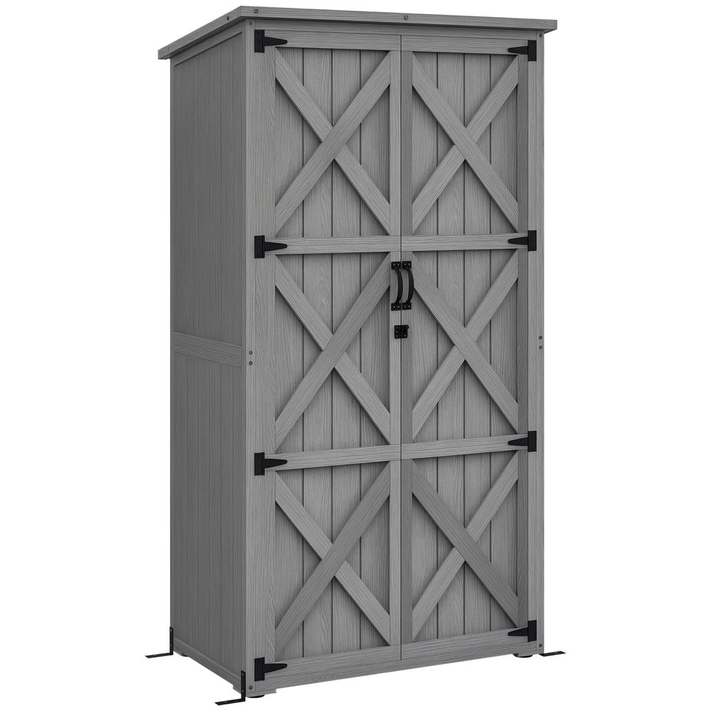 Armoire de jardin bois extérieur sur pied 2 étagères 90x54,5x168,5cm gris - comfortxl outdoor living