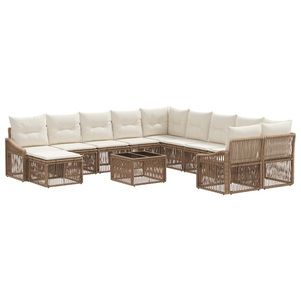Ensemble de canapé de jardin 12 pcs beige polyrotin