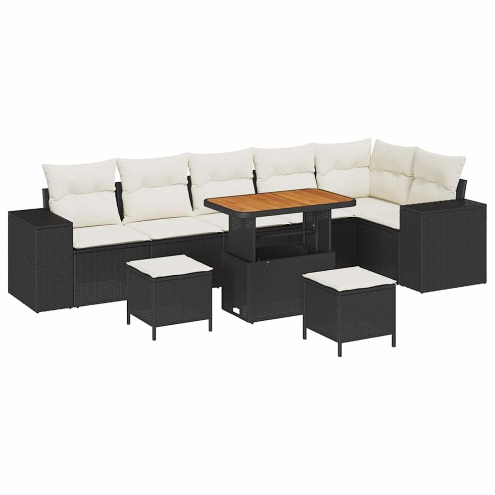 Ensemble de canapé de jardin 9 pc noir polyrotin