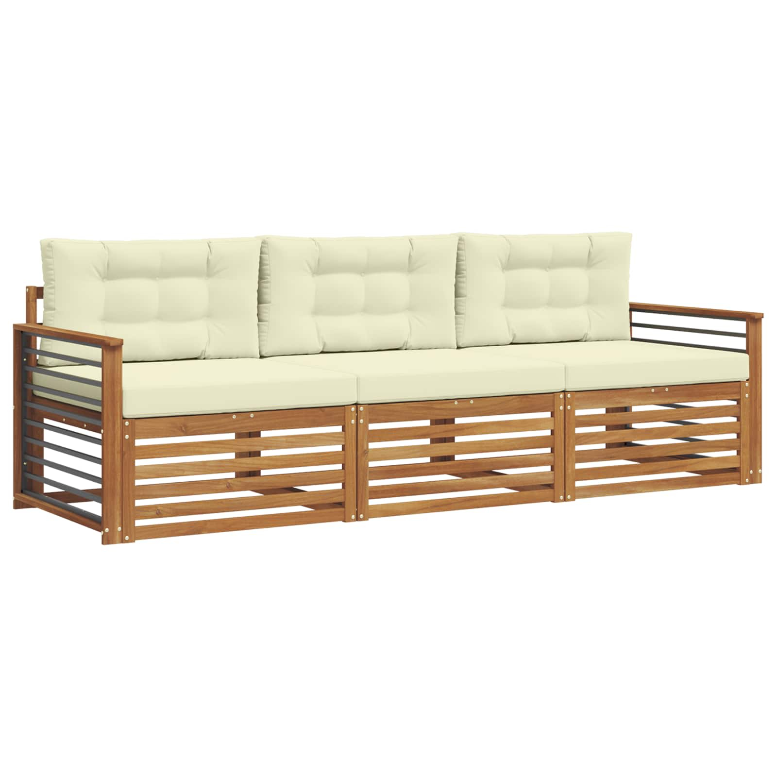 Ensemble de canapés d'extérieur 3 pcs naturel et crème