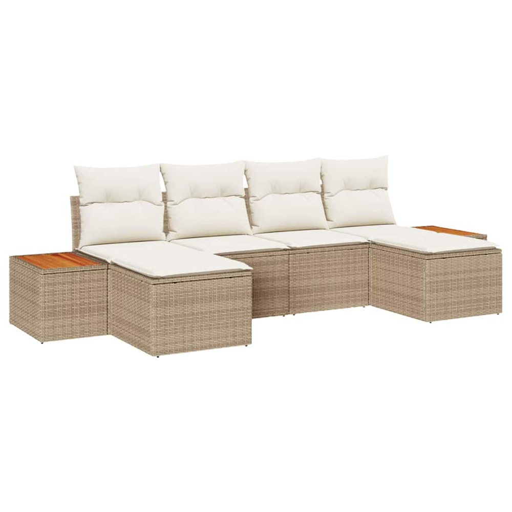 Ensemble de canapé de jardin 6 pcs beige et crème poly rattan