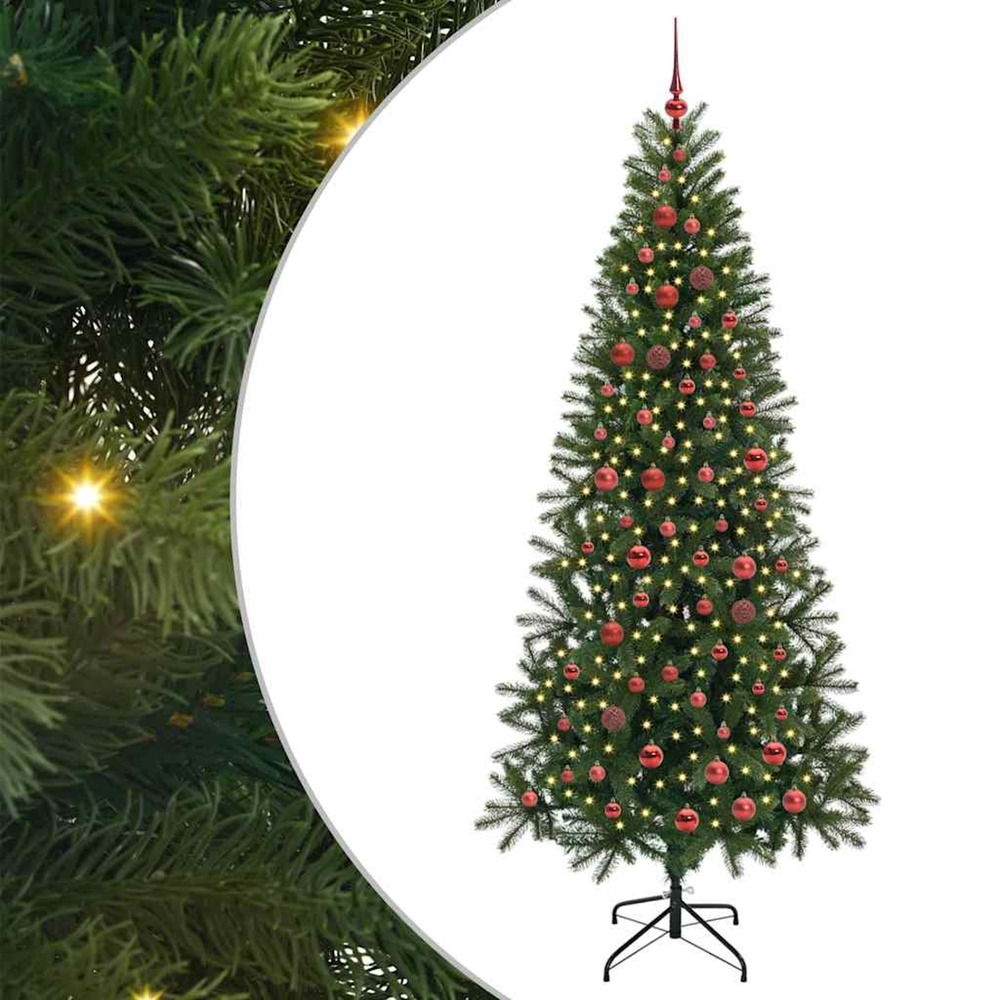 Sapin de noël artificiel avec 300 led vert 210 cm pe et pvc